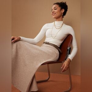 OGL New semi-sheer turtleneck and flared skirt